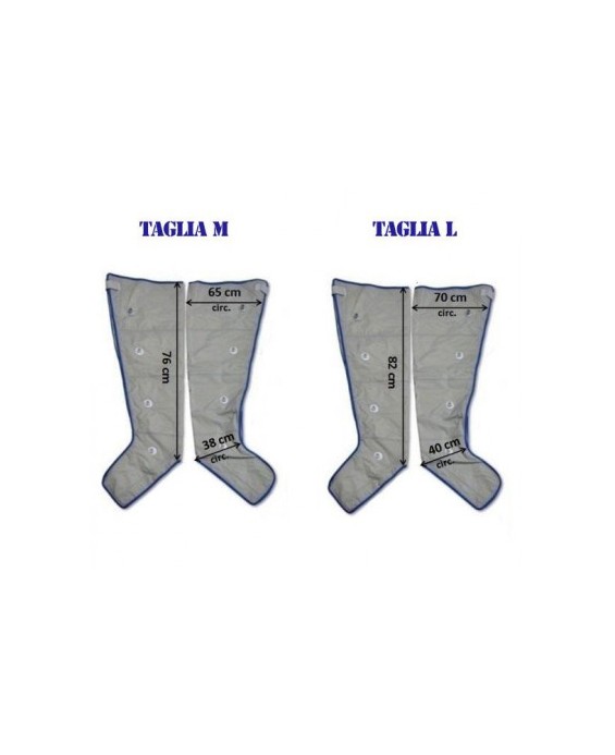 Measures and sizes Leg for 4-chamber ambidextrous I-Tech Pressotherapy