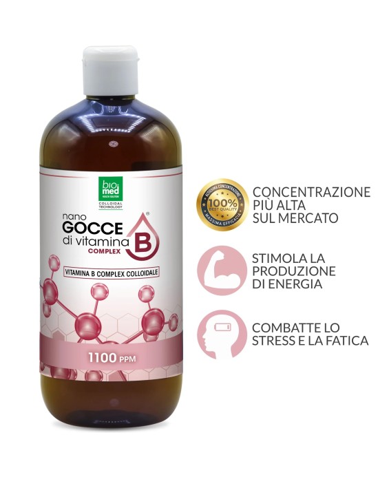 Biomed Nano Drops Colloidal Pure Vitamin B 1100ppm 500 ml with benefits